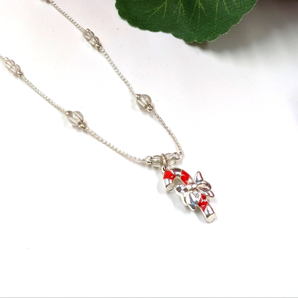 Avon Signed Silver Plated Candy Cane 10 Inch Bracelet/ Anklet - Picture 2 of 4